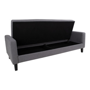 Sofa rozkładana pikowana na nóżkach Milton 204cm ciemny szary / czarne nogi House Nordic