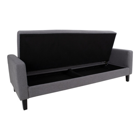Sofa rozkładana pikowana na nóżkach Milton 204cm ciemny szary / czarne nogi House Nordic