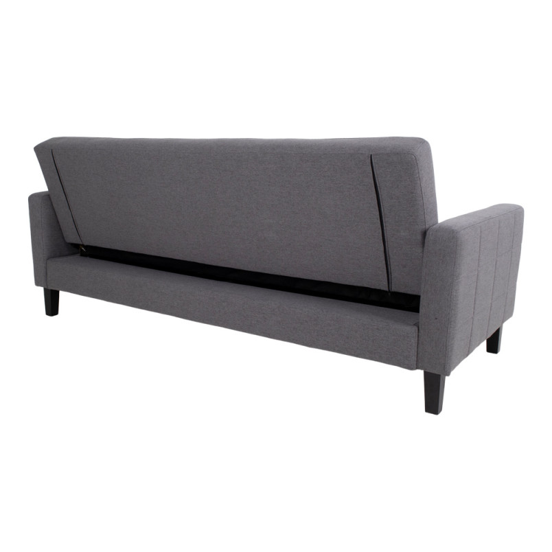 Sofa rozkładana pikowana na nóżkach Milton 204cm ciemny szary / czarne nogi House Nordic
