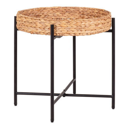 Stolik pomocniczy z tacą boho Naro 50cm hiacynt wodny / czarny House Nordic