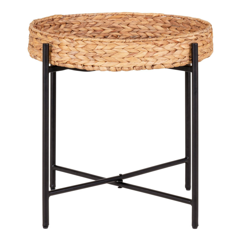 Stolik pomocniczy z tacą boho Naro 50cm hiacynt wodny / czarny House Nordic