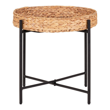 Stolik pomocniczy z tacą boho Naro 50cm hiacynt wodny / czarny House Nordic