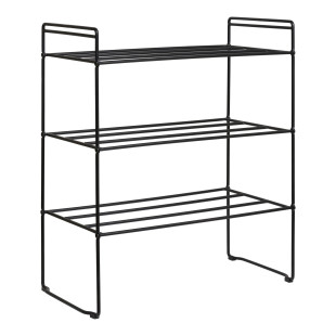 Półka metalowa na buty - 3 poziomy Swansea 60x49,5x25cm czarna House Nordic