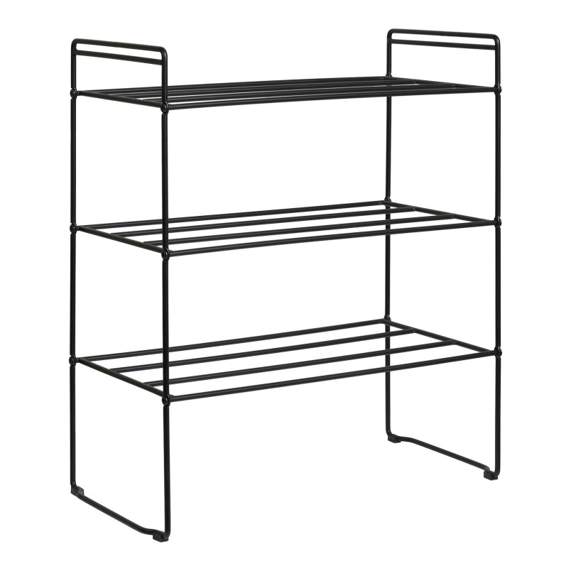 Półka metalowa na buty - 3 poziomy Swansea 60x49,5x25cm czarna House Nordic
