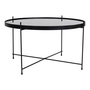 Stolik okrągły szklany z tacą Venezia 70cm czarny House Nordic