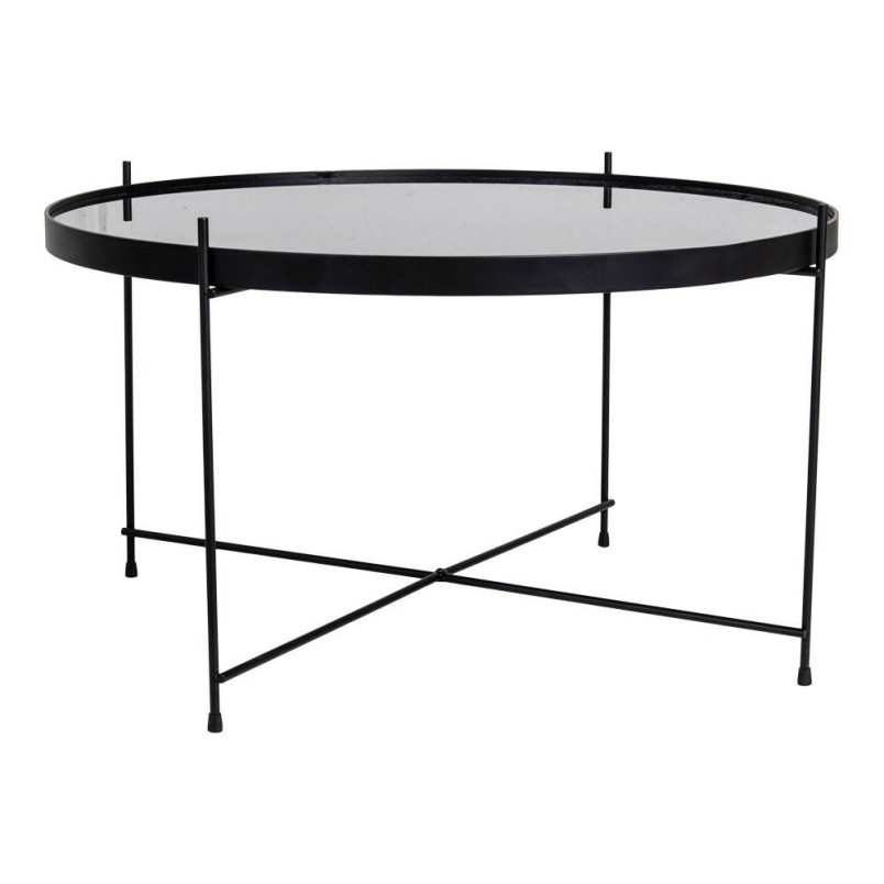 Stolik okrągły szklany z tacą Venezia 70cm czarny House Nordic