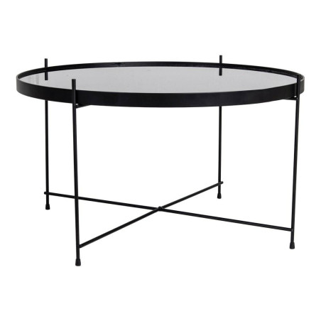Stolik okrągły szklany z tacą Venezia 70cm czarny House Nordic