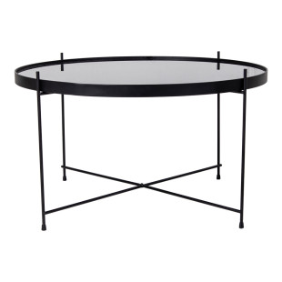 Stolik okrągły szklany z tacą Venezia 70cm czarny House Nordic