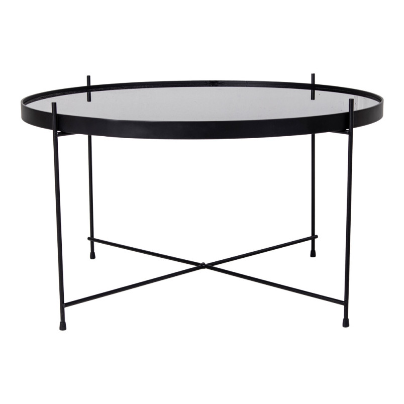 Stolik okrągły szklany z tacą Venezia 70cm czarny House Nordic