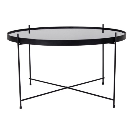 Stolik okrągły szklany z tacą Venezia 70cm czarny House Nordic