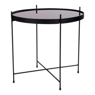 Stolik pomocniczy szklany z tacą Venezia 48cm czarny House Nordic