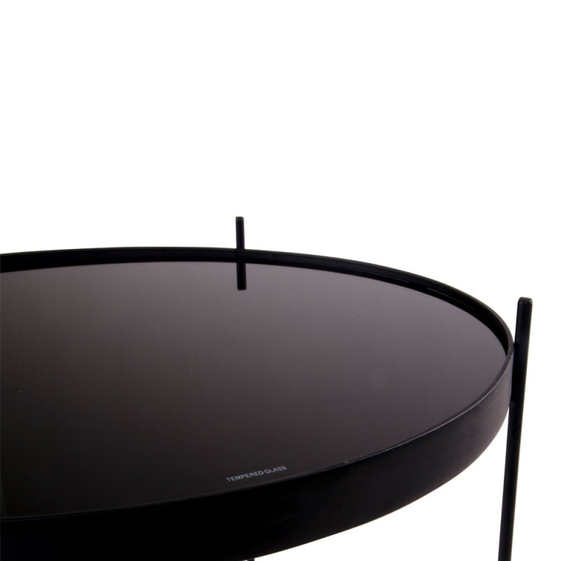 Stolik pomocniczy szklany z tacą Venezia 48cm czarny House Nordic