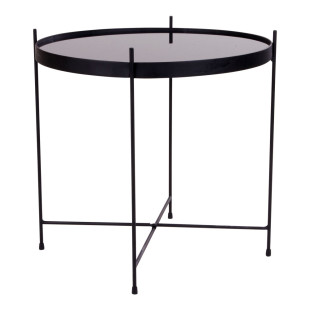 Stolik pomocniczy szklany z tacą Venezia 48cm czarny House Nordic