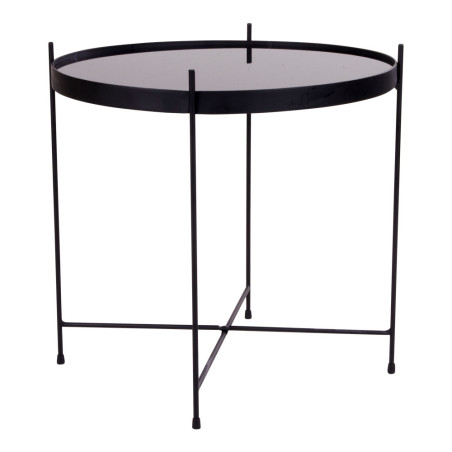 Stolik pomocniczy szklany z tacą Venezia 48cm czarny House Nordic