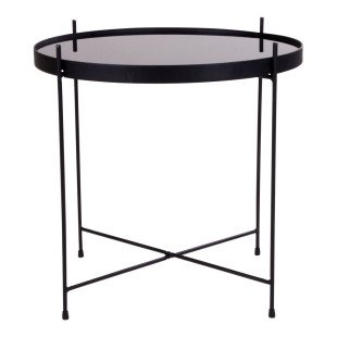 Stolik pomocniczy szklany z tacą Venezia 48cm czarny House Nordic