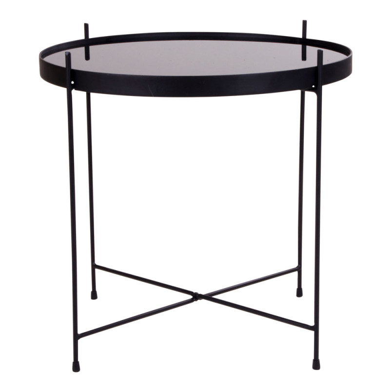 Stolik pomocniczy szklany z tacą Venezia 48cm czarny House Nordic