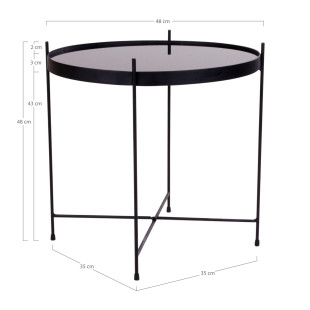 Stolik pomocniczy szklany z tacą Venezia 48cm czarny House Nordic