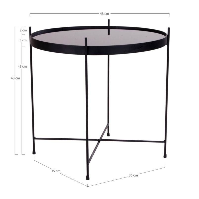 Stolik pomocniczy szklany z tacą Venezia 48cm czarny House Nordic
