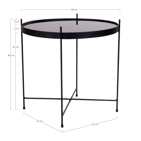 Stolik pomocniczy szklany z tacą Venezia 48cm czarny House Nordic