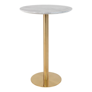 Stół barowy na jednej nodze Bolzano 70cm imitacja marmuru / złoty House Nordic