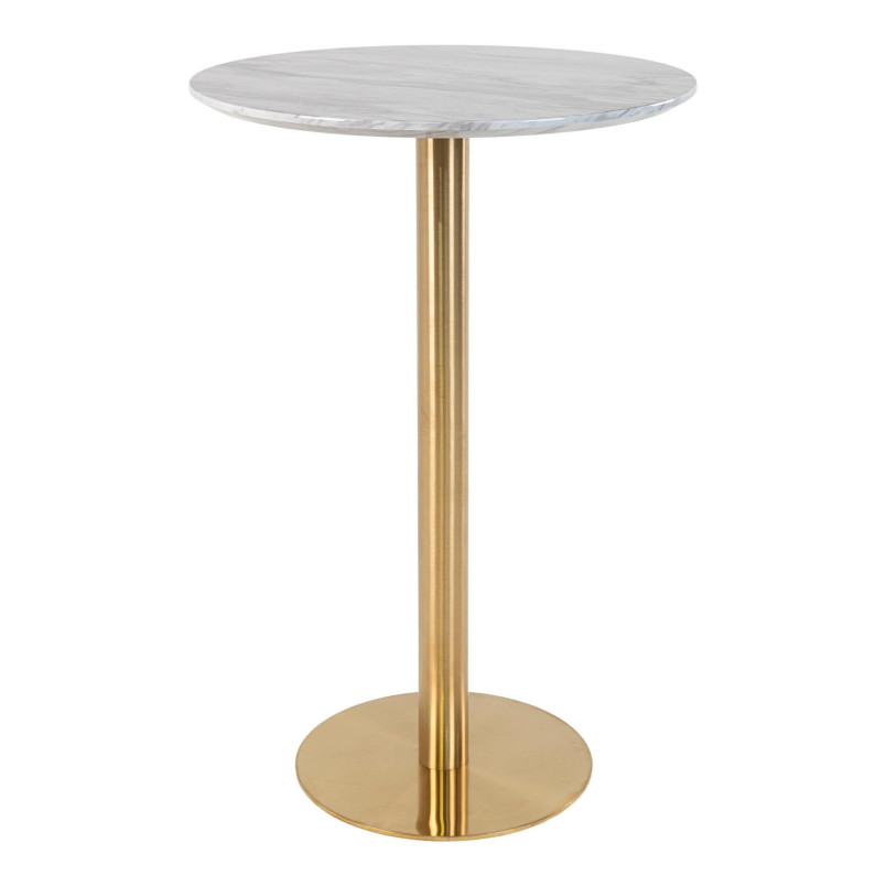 Stół barowy na jednej nodze Bolzano 70cm imitacja marmuru / złoty House Nordic