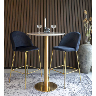 Stół barowy na jednej nodze Bolzano 70cm imitacja marmuru / złoty House Nordic