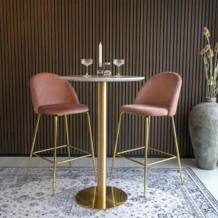 Stół barowy na jednej nodze Bolzano 70cm imitacja marmuru / złoty House Nordic