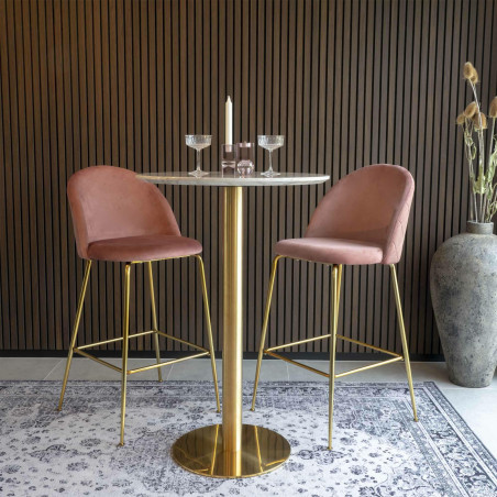 Stół barowy na jednej nodze Bolzano 70cm imitacja marmuru / złoty House Nordic