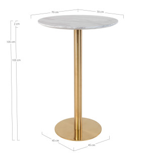 Stół barowy na jednej nodze Bolzano 70cm imitacja marmuru / złoty House Nordic