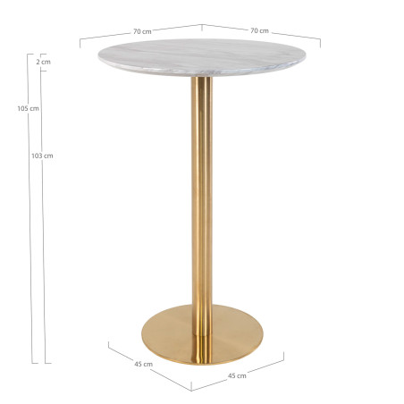 Stół barowy na jednej nodze Bolzano 70cm imitacja marmuru / złoty House Nordic