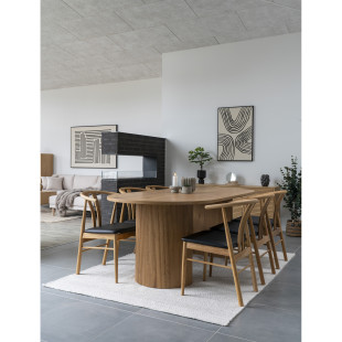 Stół owalny na ryflowanej podstawie Boavista 100x210cm odcień dębu House Nordic