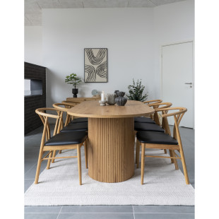 Stół owalny na ryflowanej podstawie Boavista 100x210cm odcień dębu House Nordic