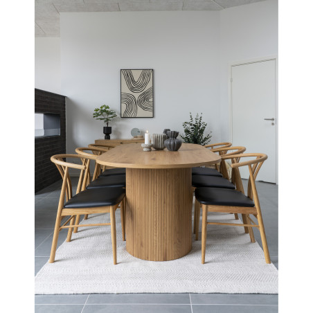 Stół owalny na ryflowanej podstawie Boavista 100x210cm odcień dębu House Nordic