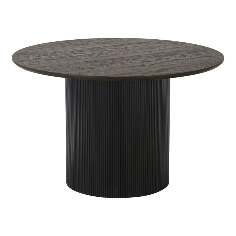 Stół okrągły na ryflowanej podstawie Boavista 120cm brązowy ciemny House Nordic