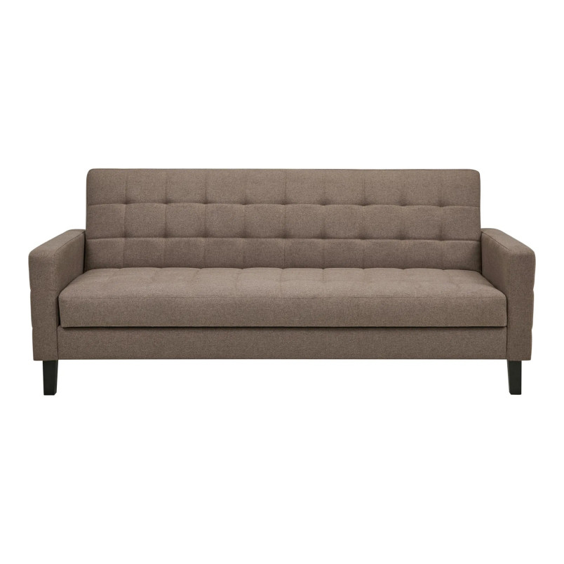 Sofa rozkładana pikowana na nóżkach Milton 204cm brązowy / czarne nogi House Nordic