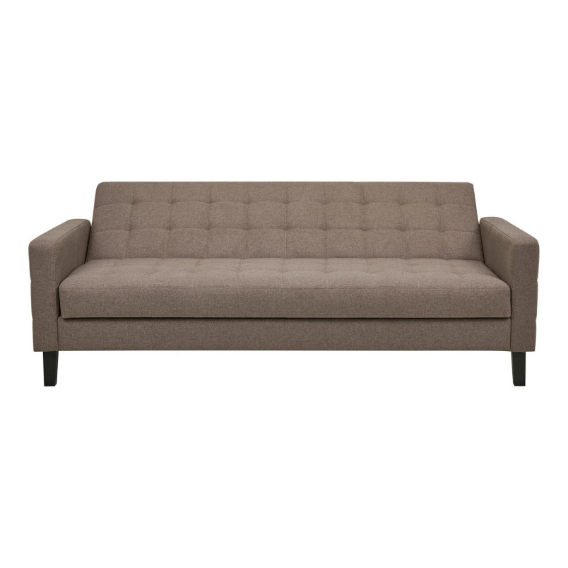 Sofa rozkładana pikowana na nóżkach Milton 204cm brązowy / czarne nogi House Nordic