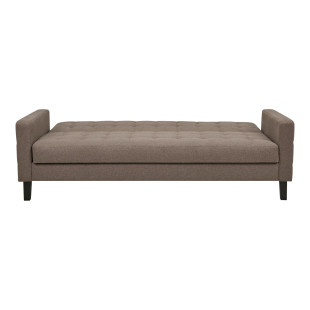 Sofa rozkładana pikowana na nóżkach Milton 204cm brązowy / czarne nogi House Nordic
