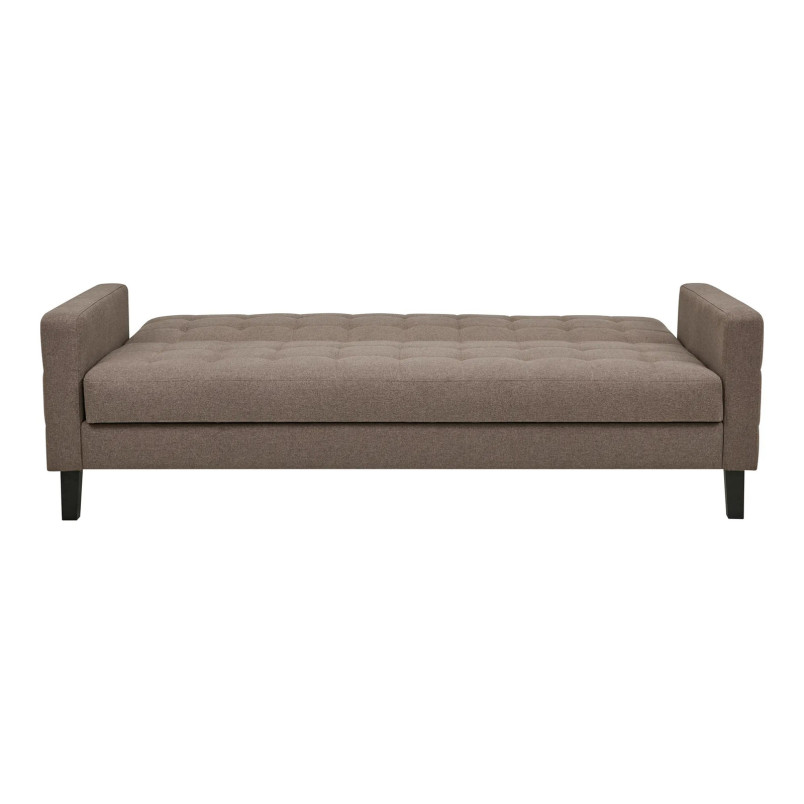 Sofa rozkładana pikowana na nóżkach Milton 204cm brązowy / czarne nogi House Nordic
