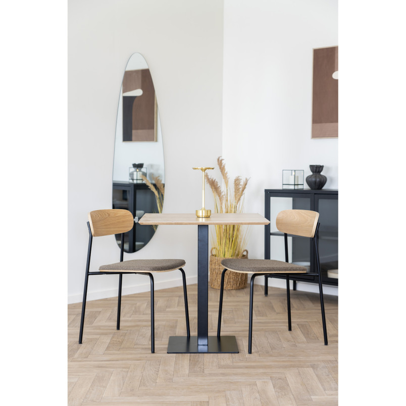 Stół kwadratowy na jednej nodze Fano 70x70cm odcień dębu / czarny House Nordic