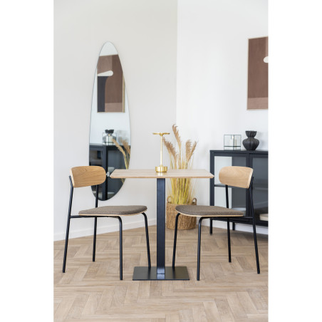 Stół kwadratowy na jednej nodze Fano 70x70cm odcień dębu / czarny House Nordic