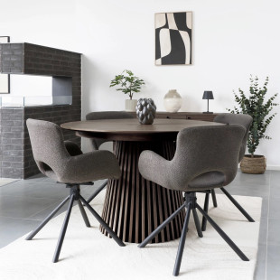 Stół fornirowany rozkładany na podstawie z lameli Osaka 120/240cm dąb dymiony House Nordic