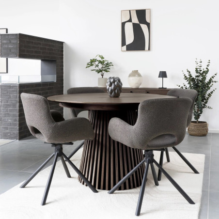 Stół fornirowany rozkładany na podstawie z lameli Osaka 120/240cm dąb dymiony House Nordic
