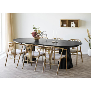 Stół fornirowany rozkładany na podstawie z lameli Osaka 120/240cm dąb czarny House Nordic