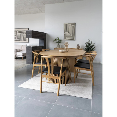 Stół fornirowany rozkładany na podstawie z lameli Osaka 120/200cm dąb naturalny House Nordic