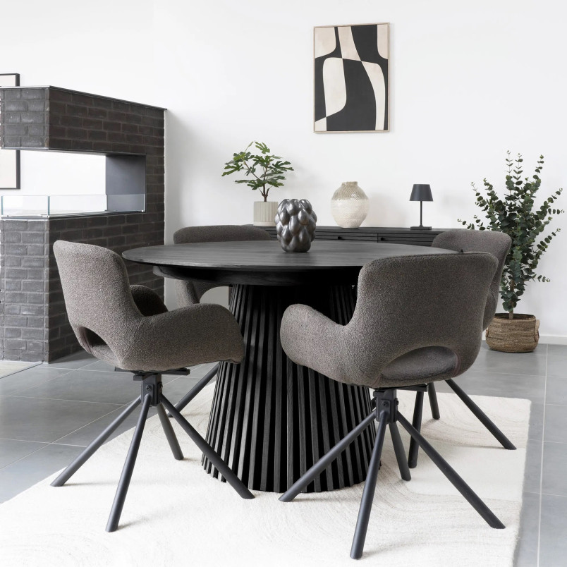 Stół fornirowany rozkładany na podstawie z lameli Osaka 120/200cm dąb czarny House Nordic