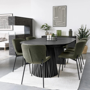 Stół fornirowany rozkładany na podstawie z lameli Osaka 120/200cm dąb czarny House Nordic