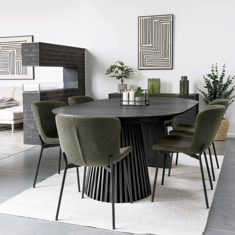 Stół fornirowany rozkładany na podstawie z lameli Osaka 120/200cm dąb czarny House Nordic