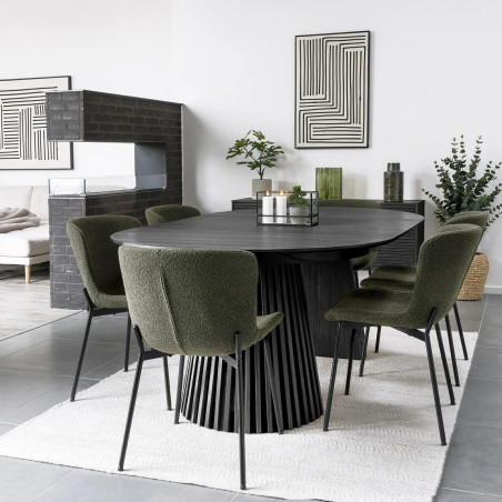 Stół fornirowany rozkładany na podstawie z lameli Osaka 120/200cm dąb czarny House Nordic