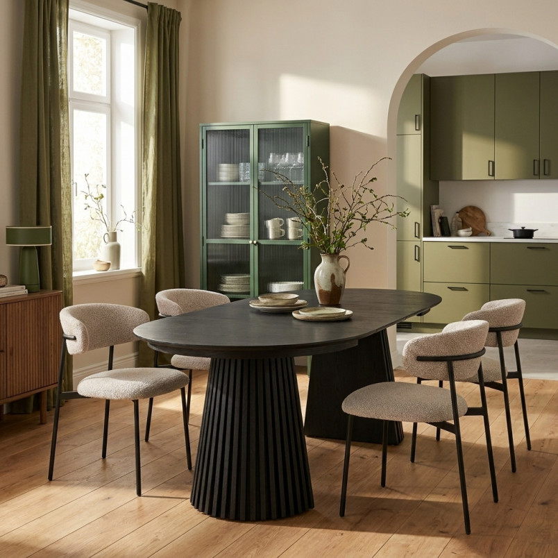 Stół fornirowany rozkładany na podstawie z lameli Osaka 120/200cm dąb czarny House Nordic