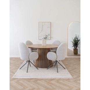 Stół fornirowany okrągły na podstawie z lameli Osaka 140cm dąb naturalny House Nordic